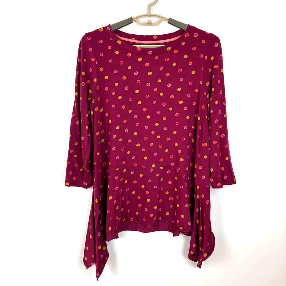 Gudrun Sjoden Tunic Top Boho Medium Tencel Lyocell geometric 3/4 sleeve *flaw